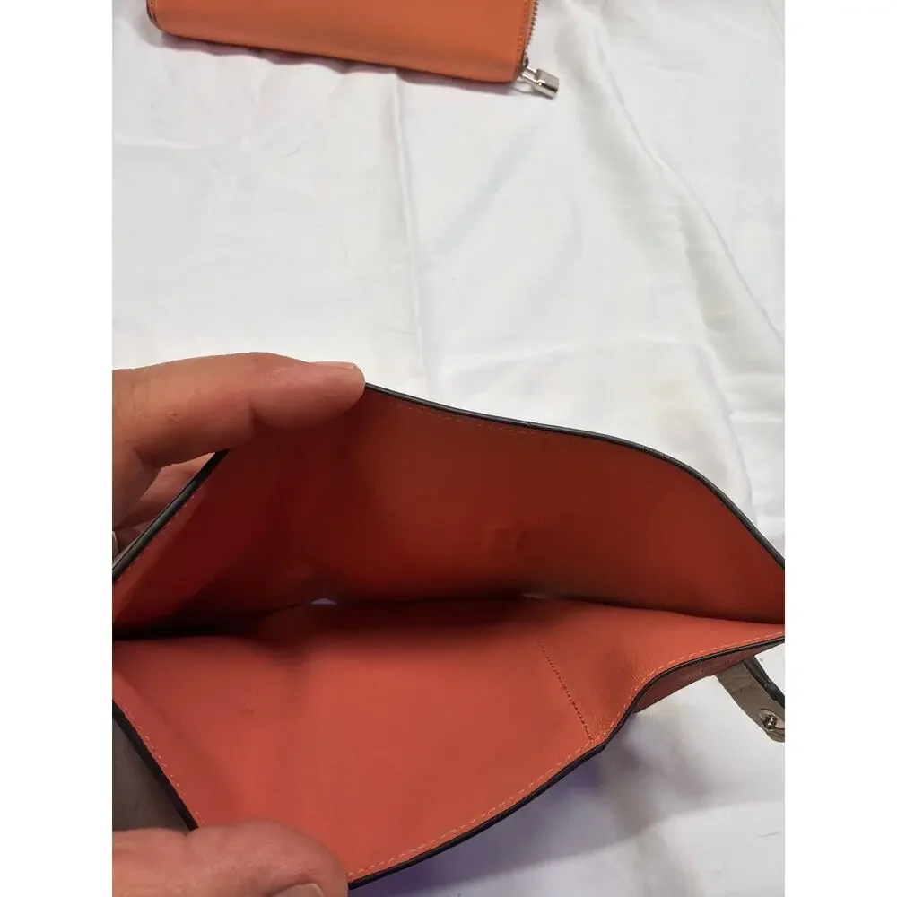 Loewe Soft Grained Calfskin Medium Vertical Wallet Two-Tone Taupe Orange